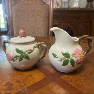 Vintage 60’s Original Franciscan Desert Rose  Made In USA Sugar Bowl & Creamer